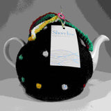 Woolly Black Tea Cosy With Coloured Dots, by Shoreline - Parade Handmade