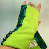  Lime Wrist Warmers With Green Lace. Parade-Handmade