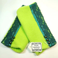 Wrist Warmers, Lime With Green Lace, By Parade