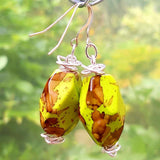 Zingy Green Earrings with Wire Work by Lapanda Designs - Parade Handmade