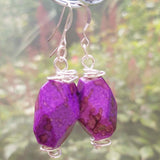 Zingy Purple Earrings with Acrylic - SP Copper Wire Work -  SS Hooks - by Lapanda Designs - Parade Handmade Newport