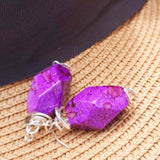 Zingy Purple Earrings with Acrylic - SP Copper Wire Work -  SS Hooks - by Lapanda Designs - Parade Handmade Newport Co Mayo Ireland