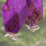 Zingy Purple Earrings with Acrylic - SP Copper Wire Work -  SS Hooks - by Lapanda Designs - Parade Handmade