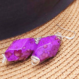 Zingy Purple Earrings with Acrylic - SP Copper Wire Work -  SS Hooks - by Lapanda Designs - Parade Handmade Newport Ireland