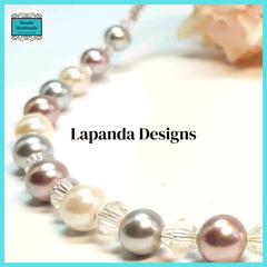 Mother Of Pearl and Crystal Necklace by Lapanda Designs
